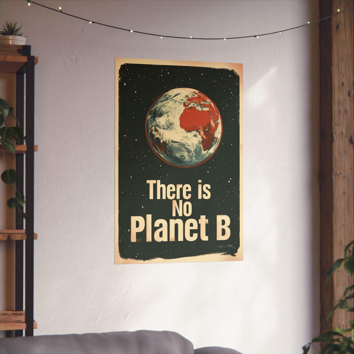 There Is No Planet B Earth From Space Climate Action Vintage Art Poster - Image 3