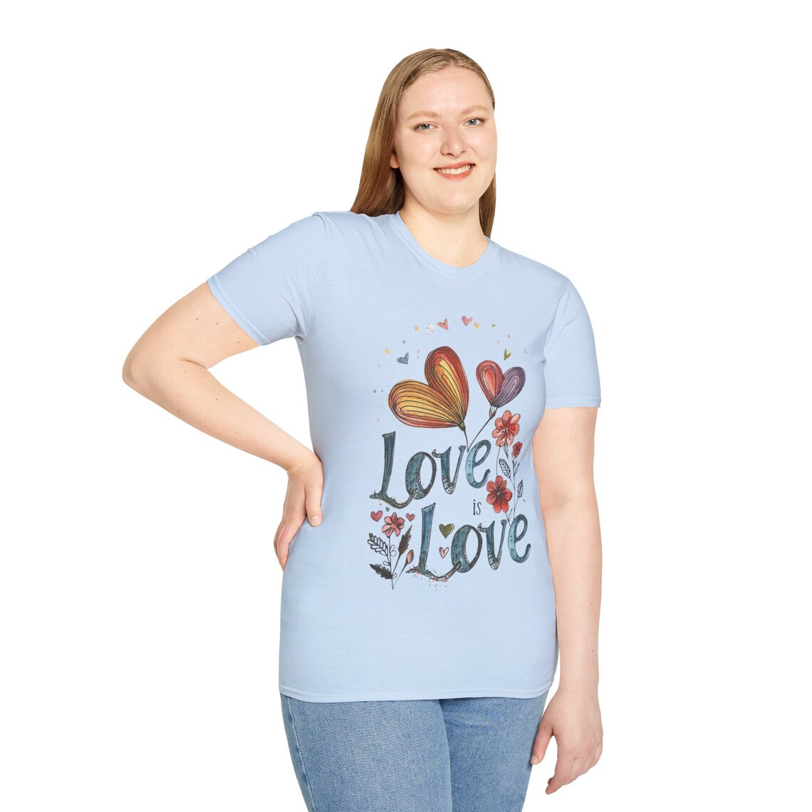 Love is Love Floral Hearts Rainbow Pride Vintage Quote Art Poster - Image 4