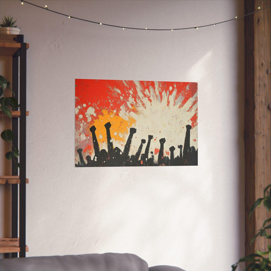 Raised Fists Red Paint Explosion Protest Solidarity Art Poster - Image 4