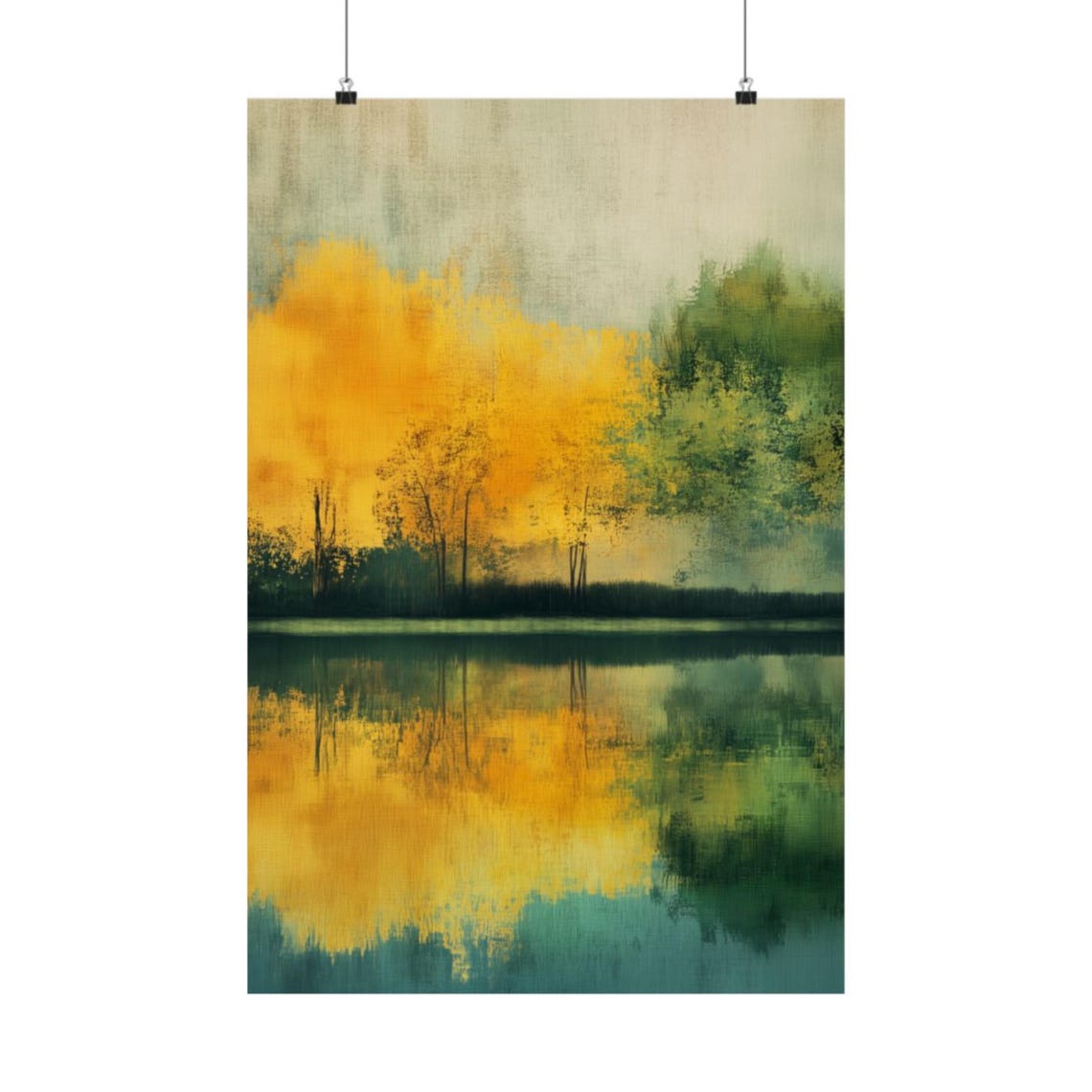 Nature Lover Impressionist Poster Wall Art Gorgeous Trees Lining A Lake Poster Environmentalist Art For Home Office Or Dorm Decor