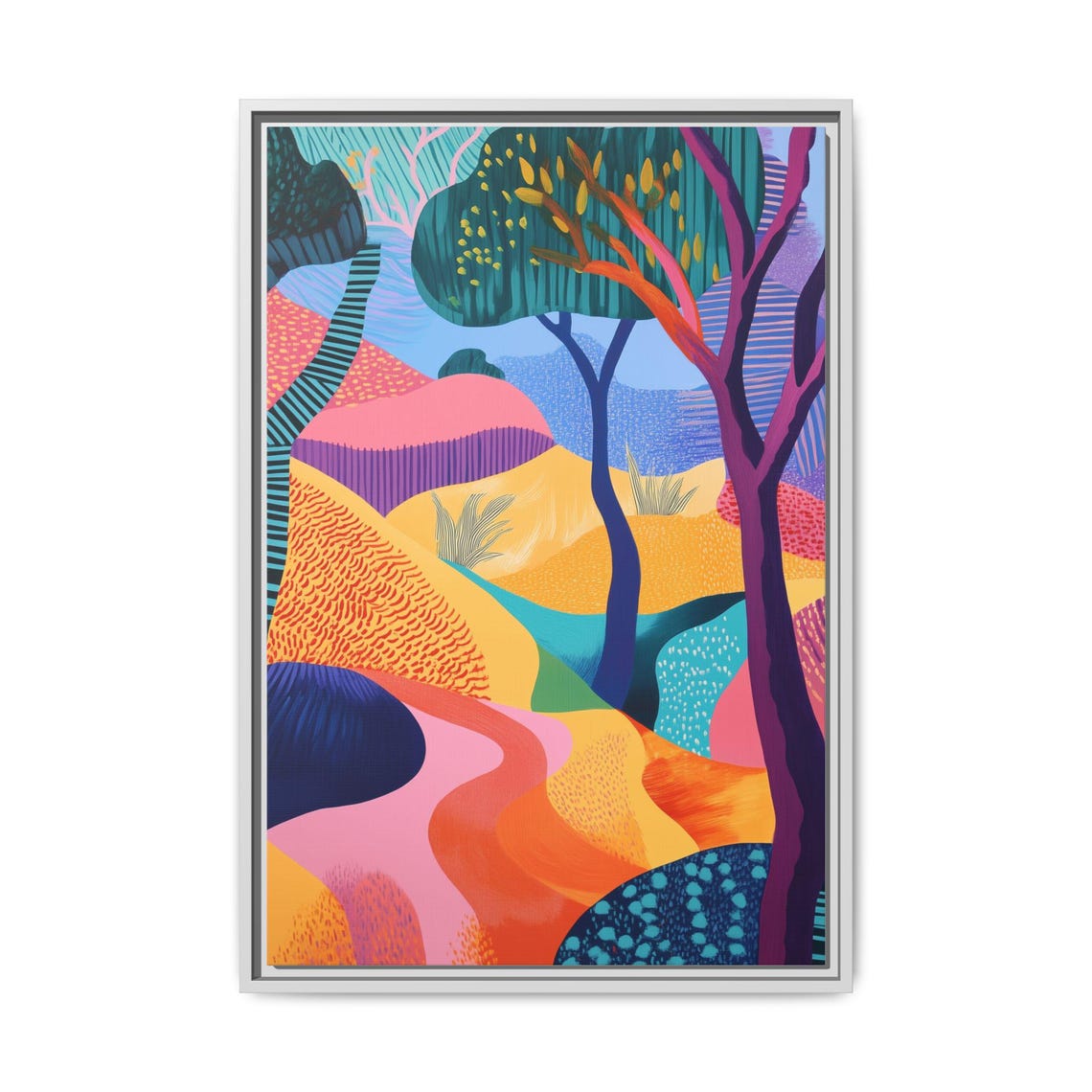 Psychedelic Forest Stream Fiery Sunset Abstract Landscape Print