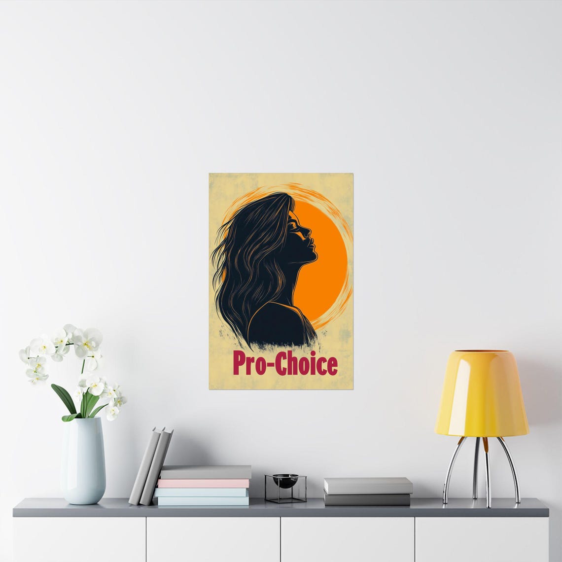 Pro-Choice Woman Silhouette Sunset Activism Statement Art Poster - Image 2