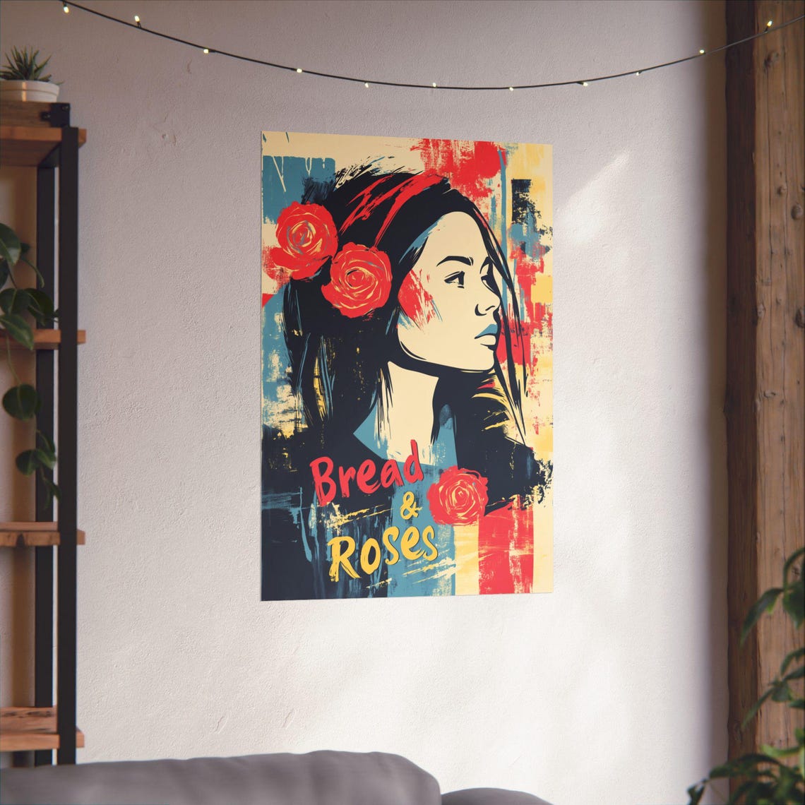 Bread and Roses Pop Art Woman Bold Colorful Protest Statement Poster - Image 3