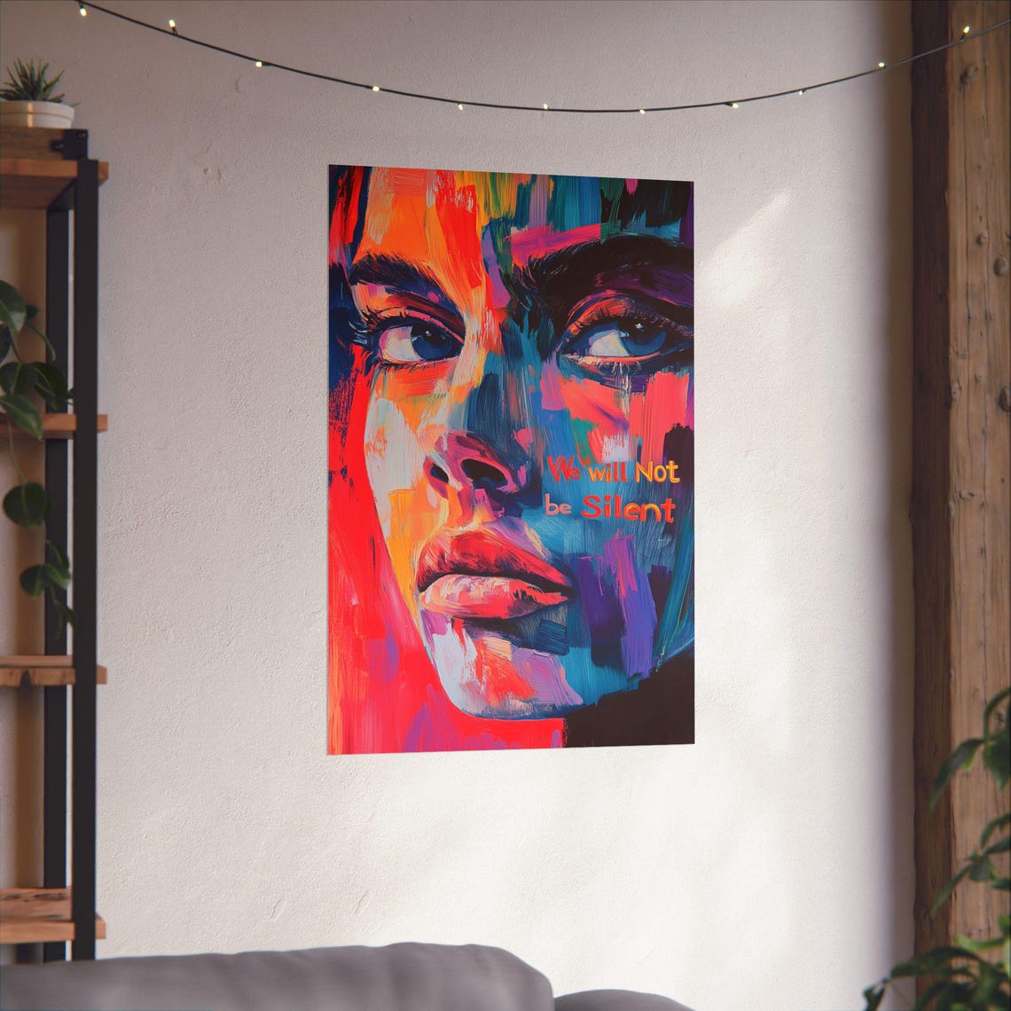We Will Not Be Silent Colorful Abstract Face Protest Art Poster - Image 3