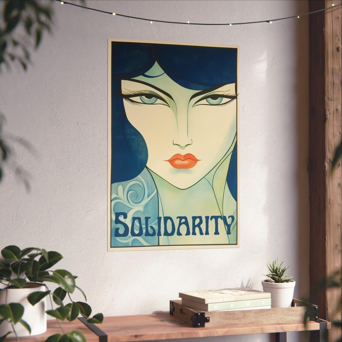 Solidarity Blue Art Deco Woman Face Vintage Labor Rights Poster Art - Image 4