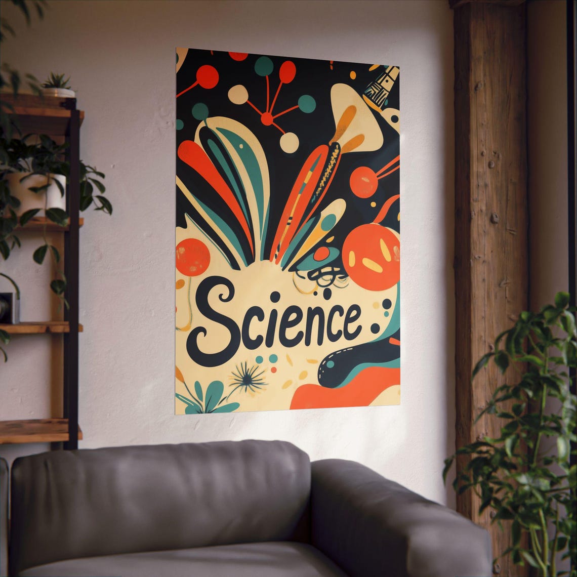 Science Mid Century Atomic Cosmic Abstract Fun Retro Art Poster - Image 2