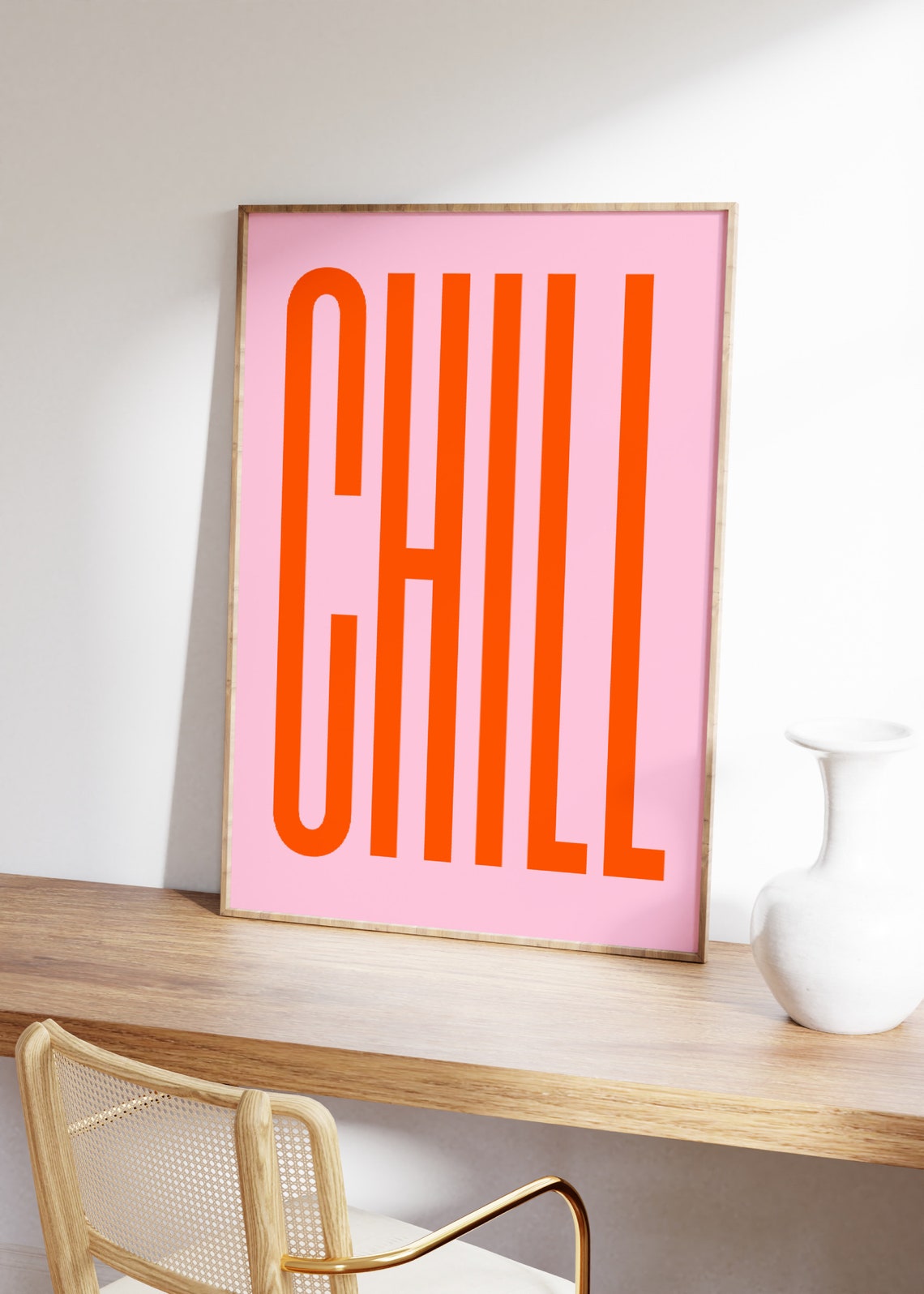 Chill Orange Pink Modern Relaxing Typography Vibe Quote Poster - Image 3