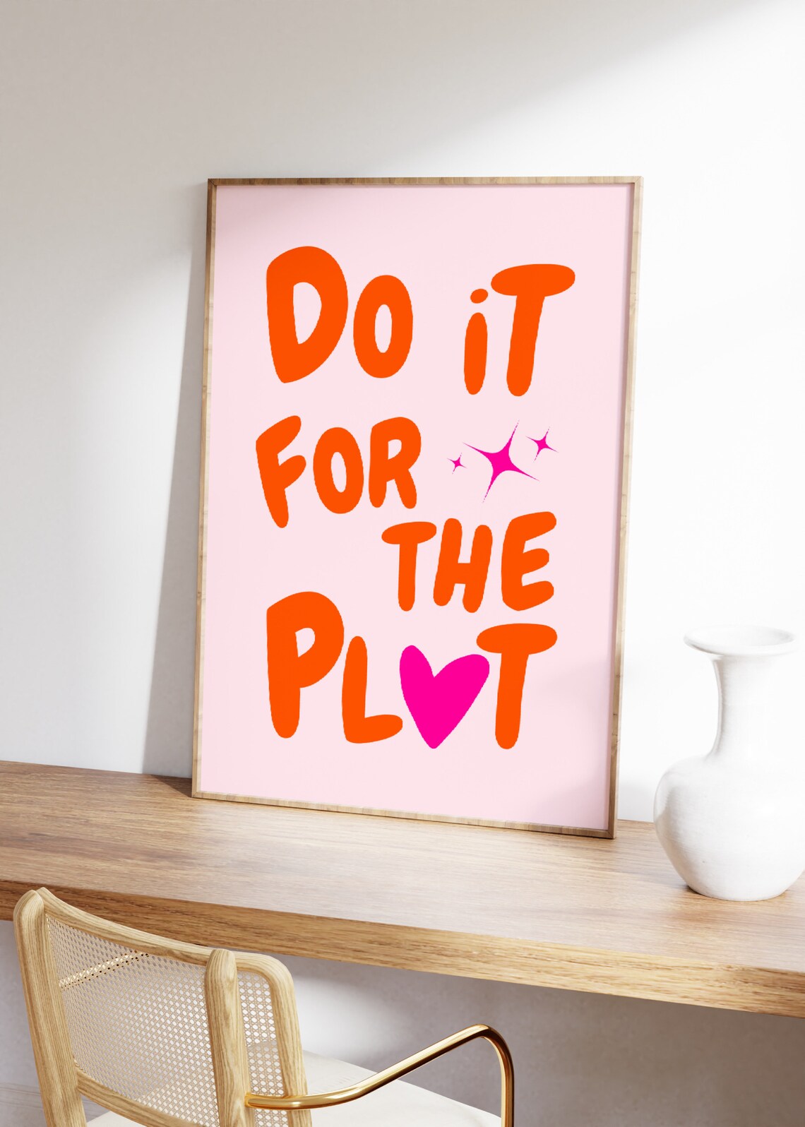 Do It For The Plot Retro Poster, Pink Trendy Quote - Image 2
