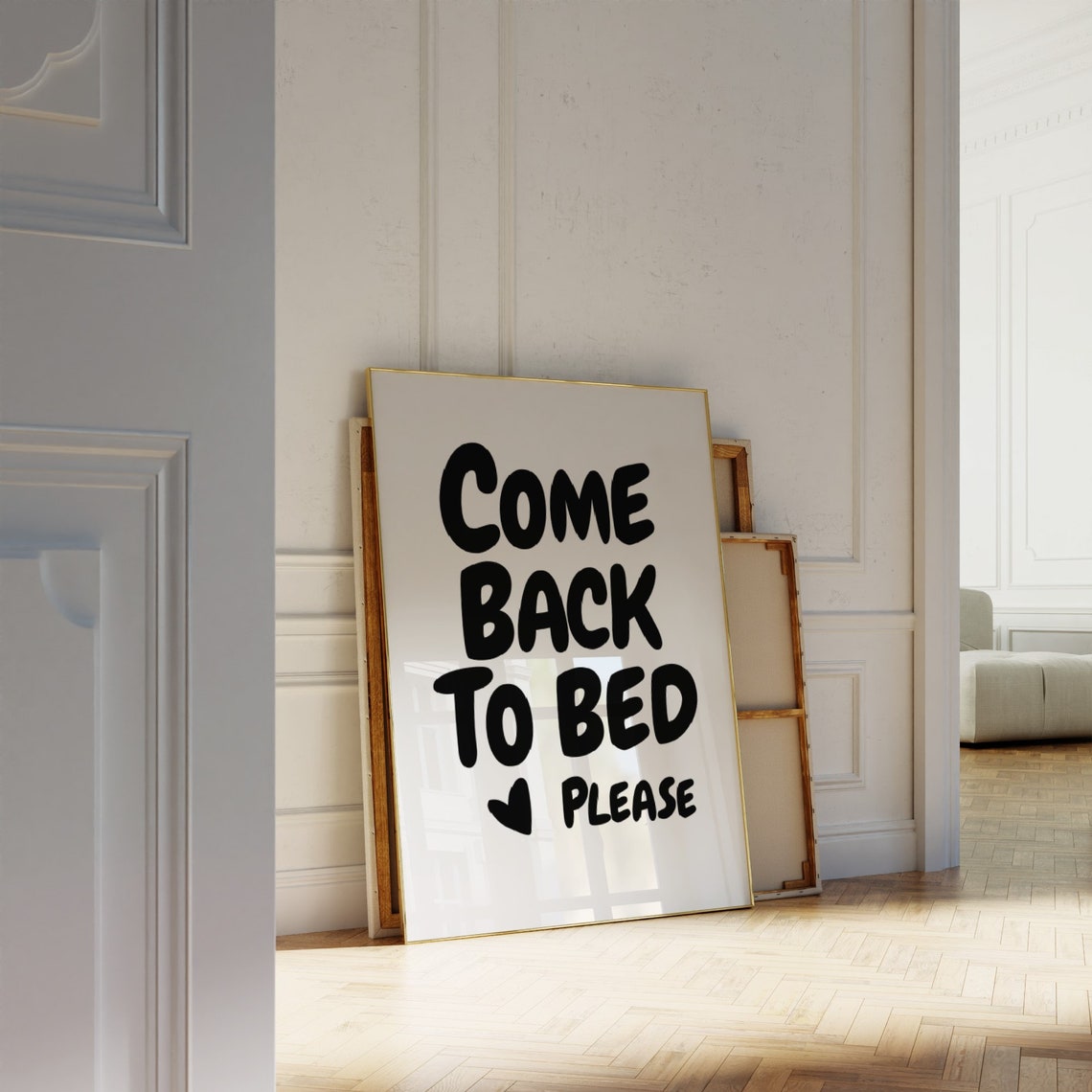 Come Back To Bed Please Black White Bedroom Poster Sweet Wall Decor - Image 2