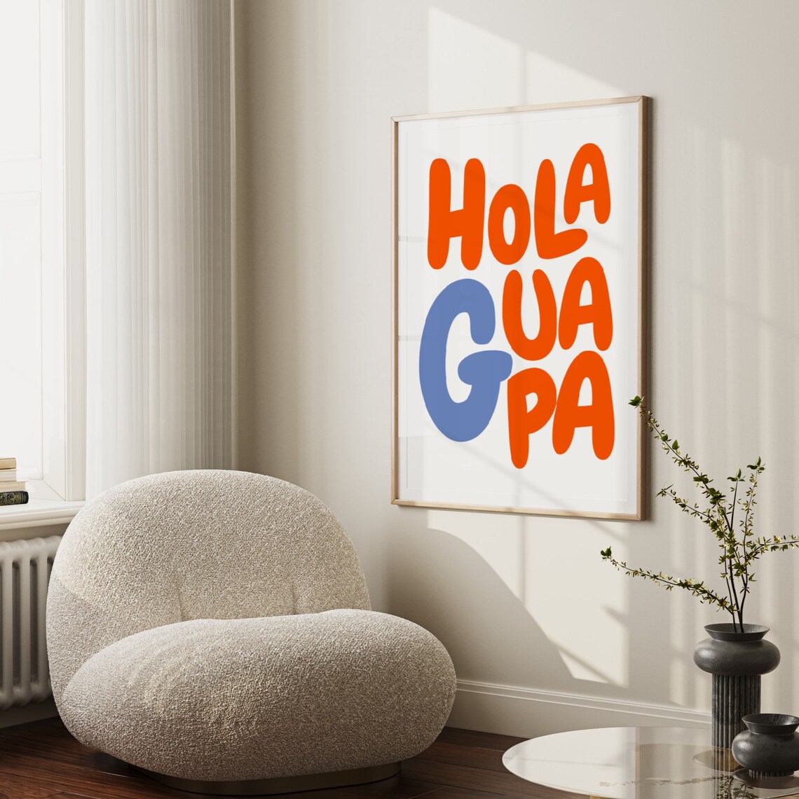 Hola Guapa Spanish Quote Poster, Retro Typography - Image 2