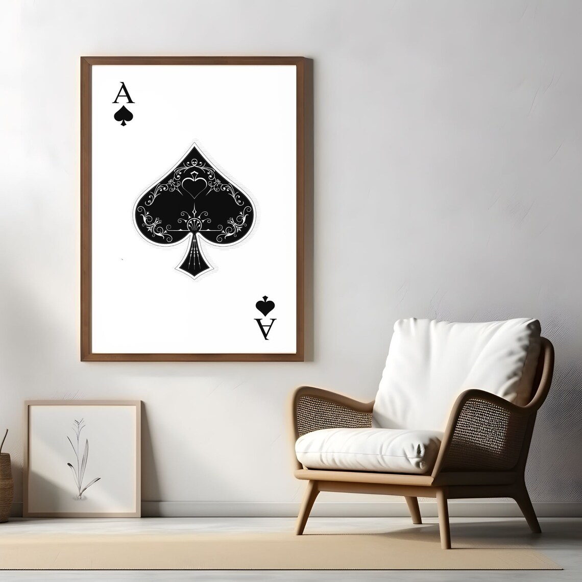 Ace Of Spades Retro Poker Art Print, Game Room - Image 3