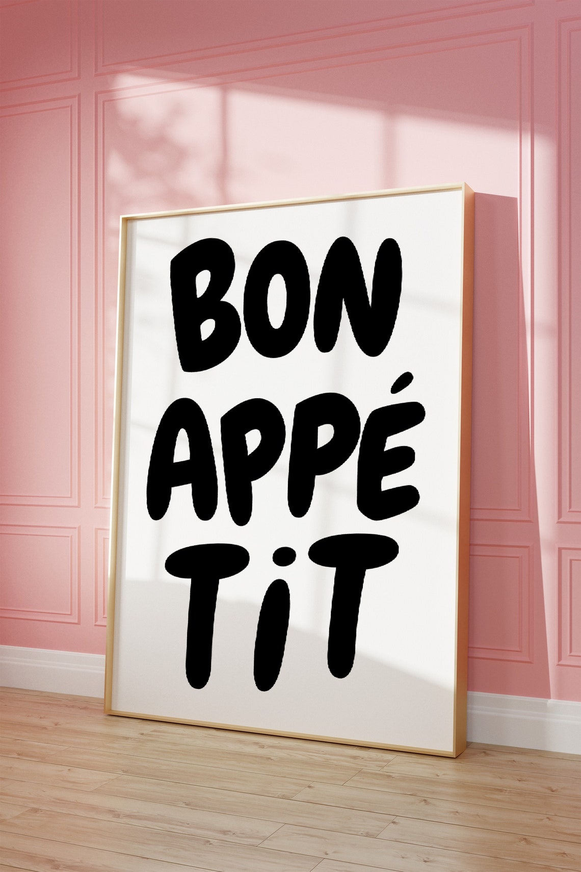 Bon Appetit Bold Black Retro Kitchen Quote Typography Poster - Image 3