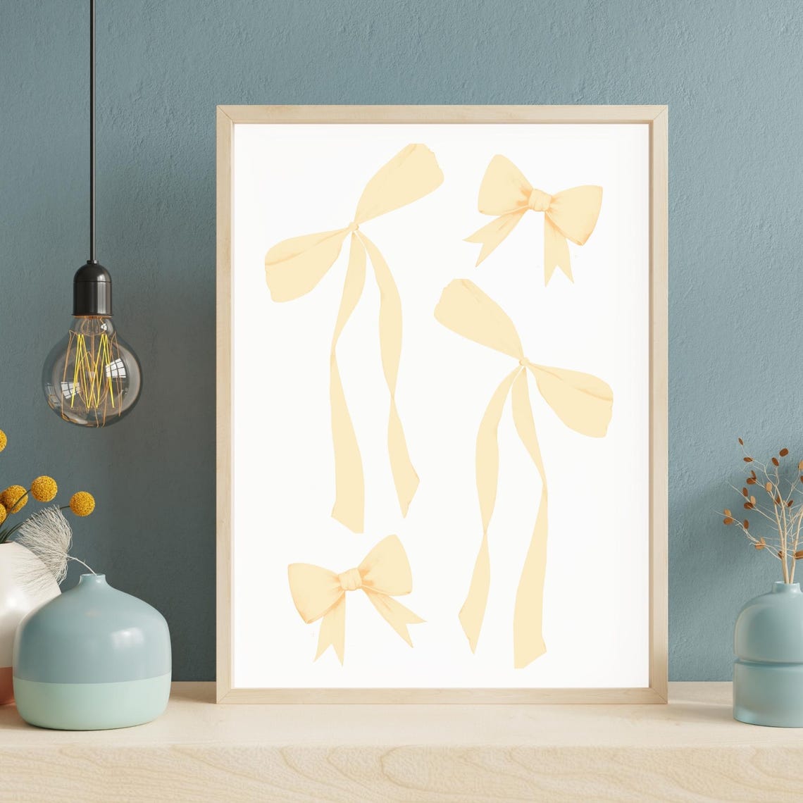 Yellow Bow Watercolor Poster Coquette Butter Yellow Preppy Room Decor - Image 2