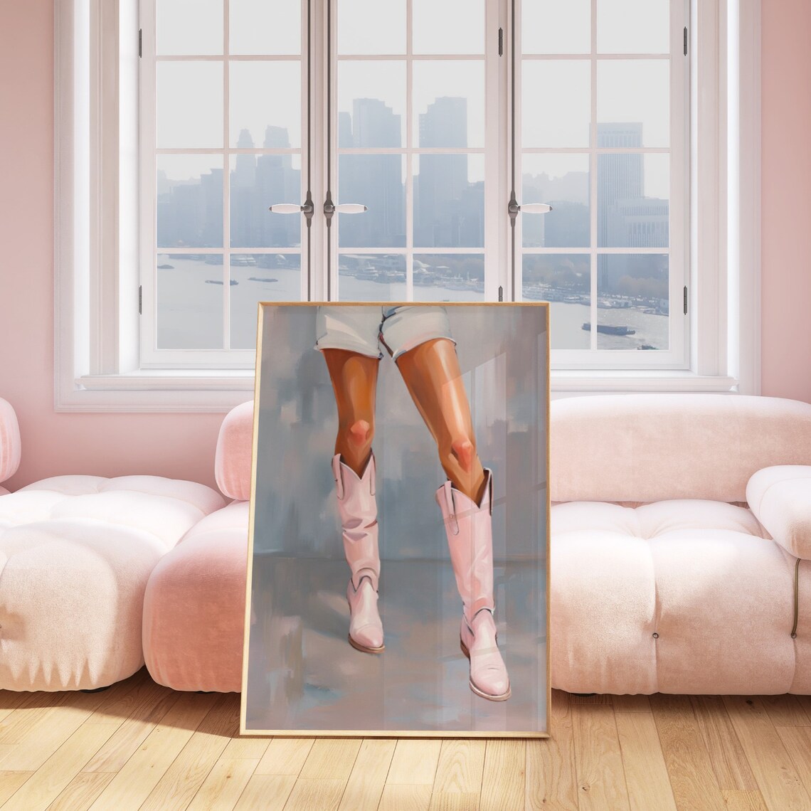 Pink Cowboy Boots Painting Coastal Western Cowgirl Wall Poster - Image 3