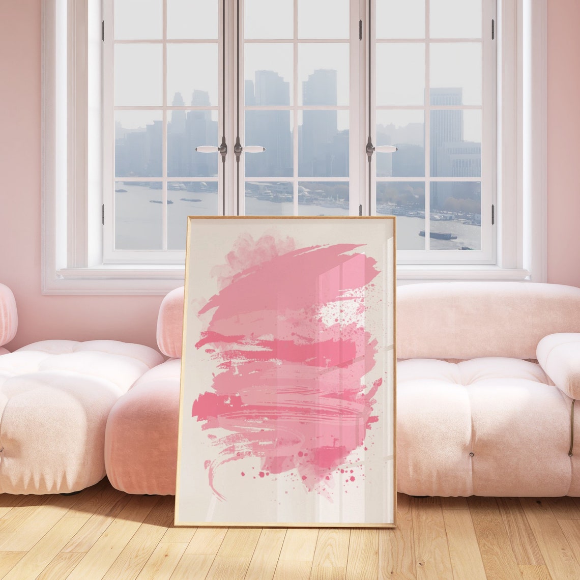 Blush Pink Brush Stroke Abstract Watercolor Pastel Art Poster - Image 3