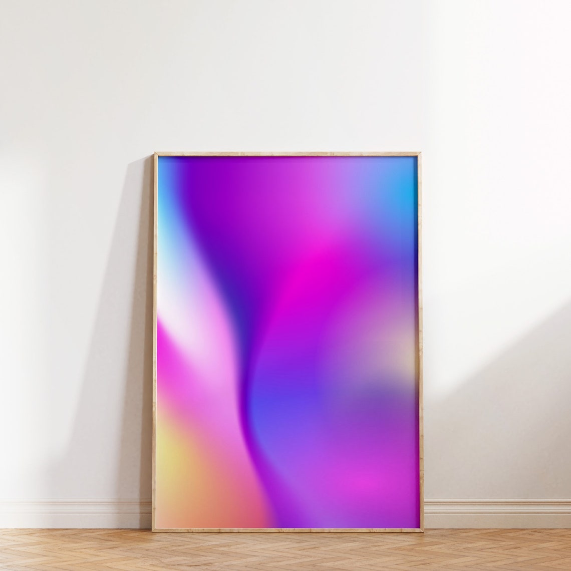 Purple Blue Gradient Aura Abstract Minimalist Electric Decor Wall Art