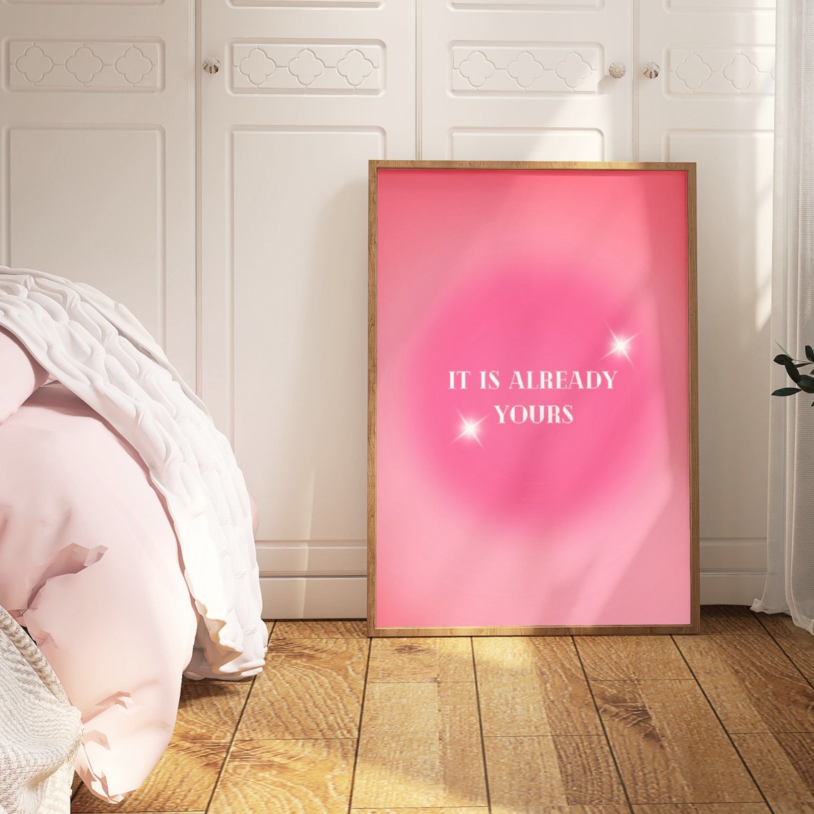 Its Already Yours Manifestation Poster Retro Print Affirmation Wall Art Pastel Pink Aura Print Gradient Self Care Art - Image 3