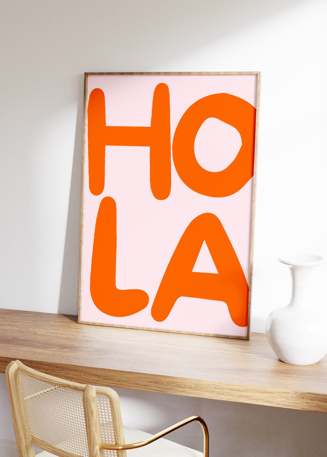Hola Retro Quote Print, Pink Orange Typography - Image 4