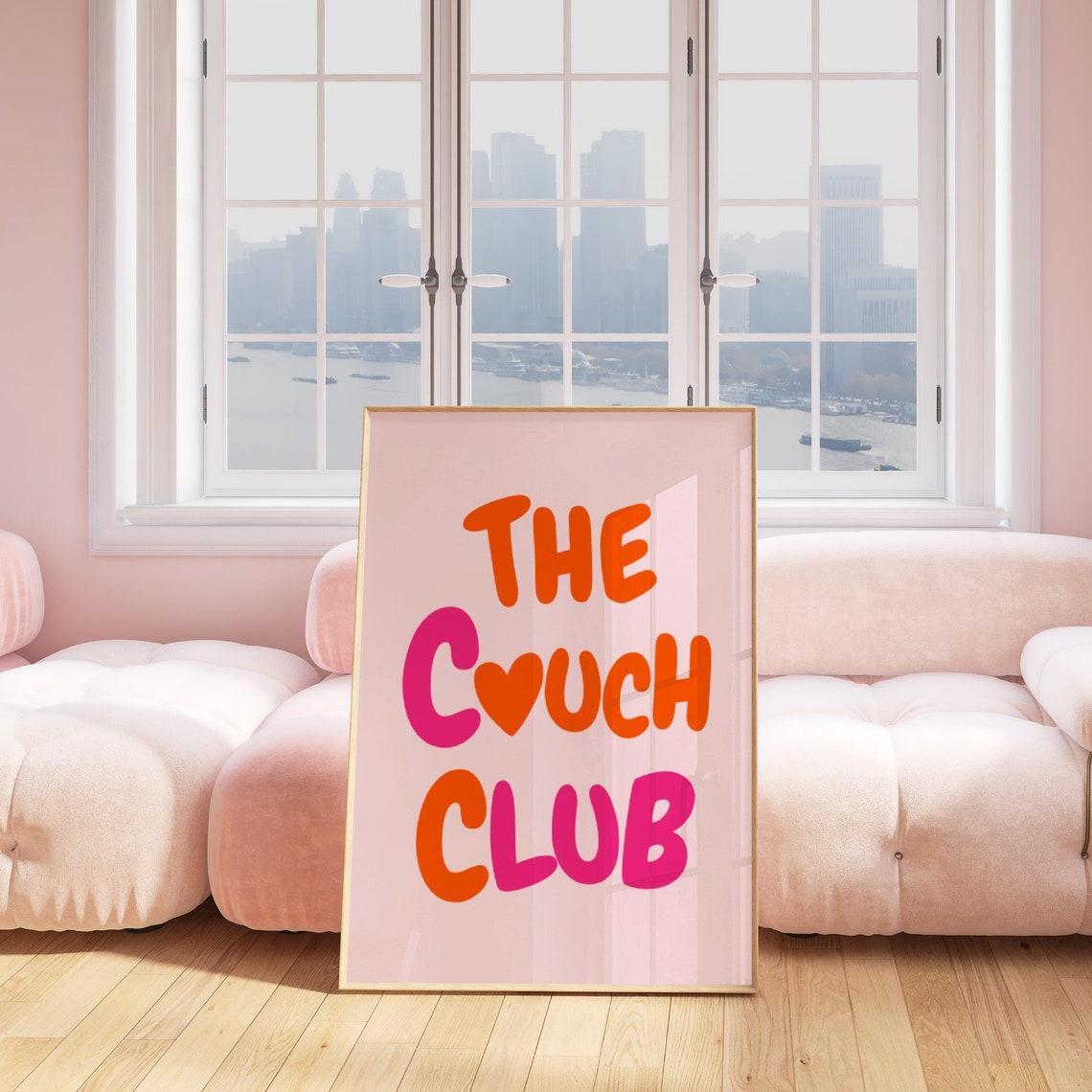 The Couch Club Cute Heart Typography Pink Orange Retro Quote Poster - Image 3