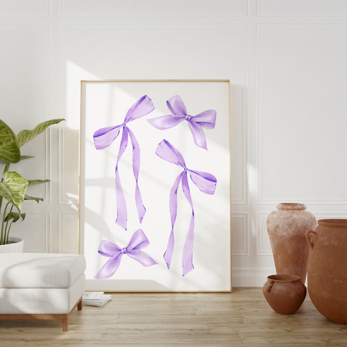 Lavender Bows Watercolor Ribbon Group Coquette Chic Style Poster