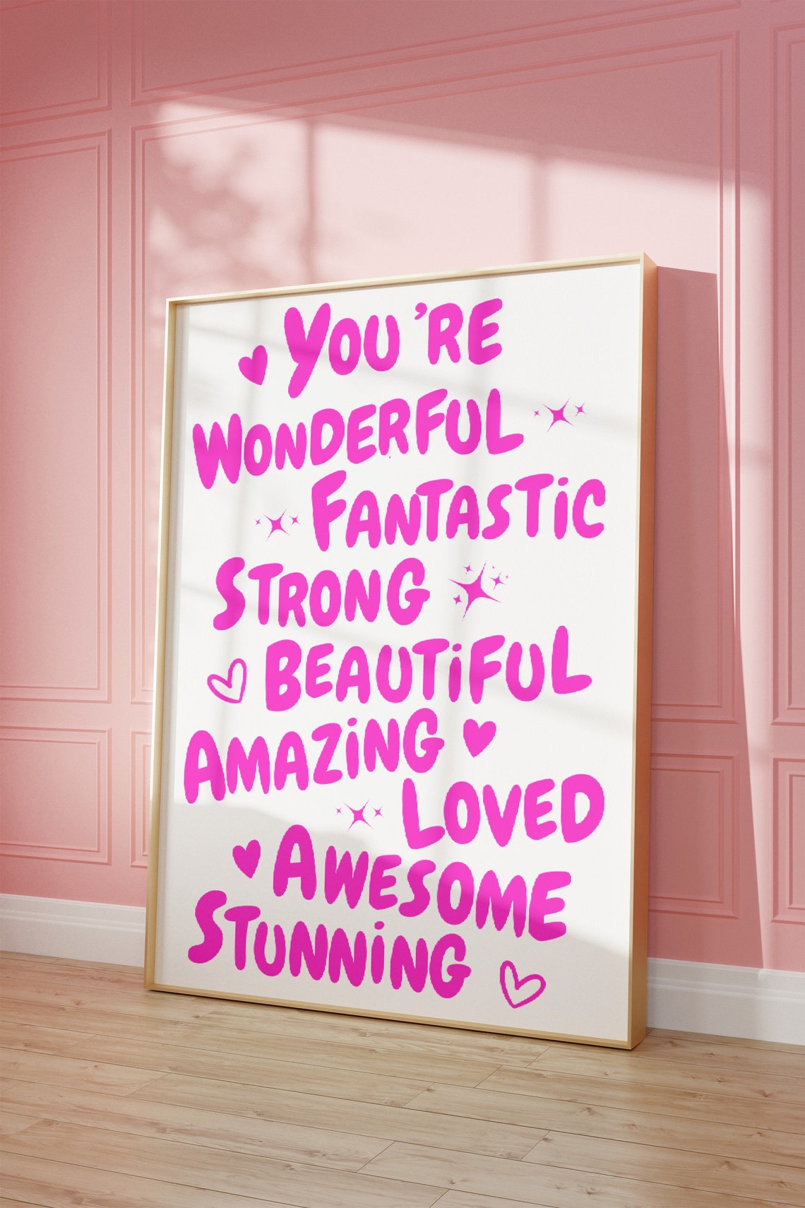 Wonderful Fantastic Strong Beautiful Amazing Loved Retro Pink Poster - Image 2