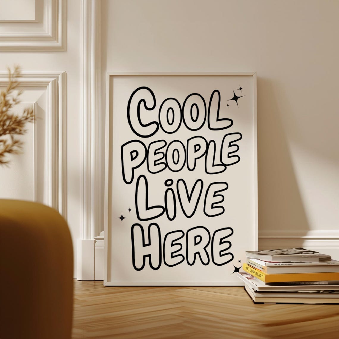 Cool People Live Here Black Outline Bubble Letter Quote Poster - Image 2