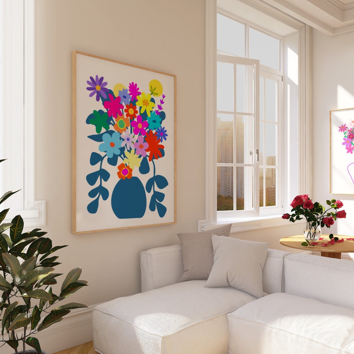 Colorful Flower Bouquet Graphic Vase Dopamine Decor Floral Poster - Image 3