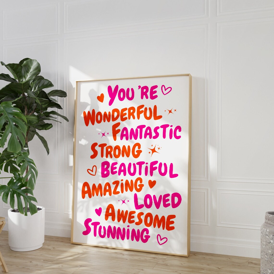You Are Amazing Affirmation Quote Art Print, 70s Pink - Image 2