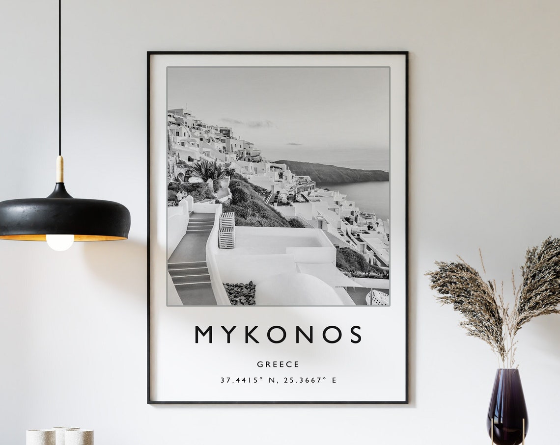 Mykonos Travel Print Mykonos Travel Poster Greece Travel Print Greek Print Black And White Travel Poster Travel Art Travel Gift