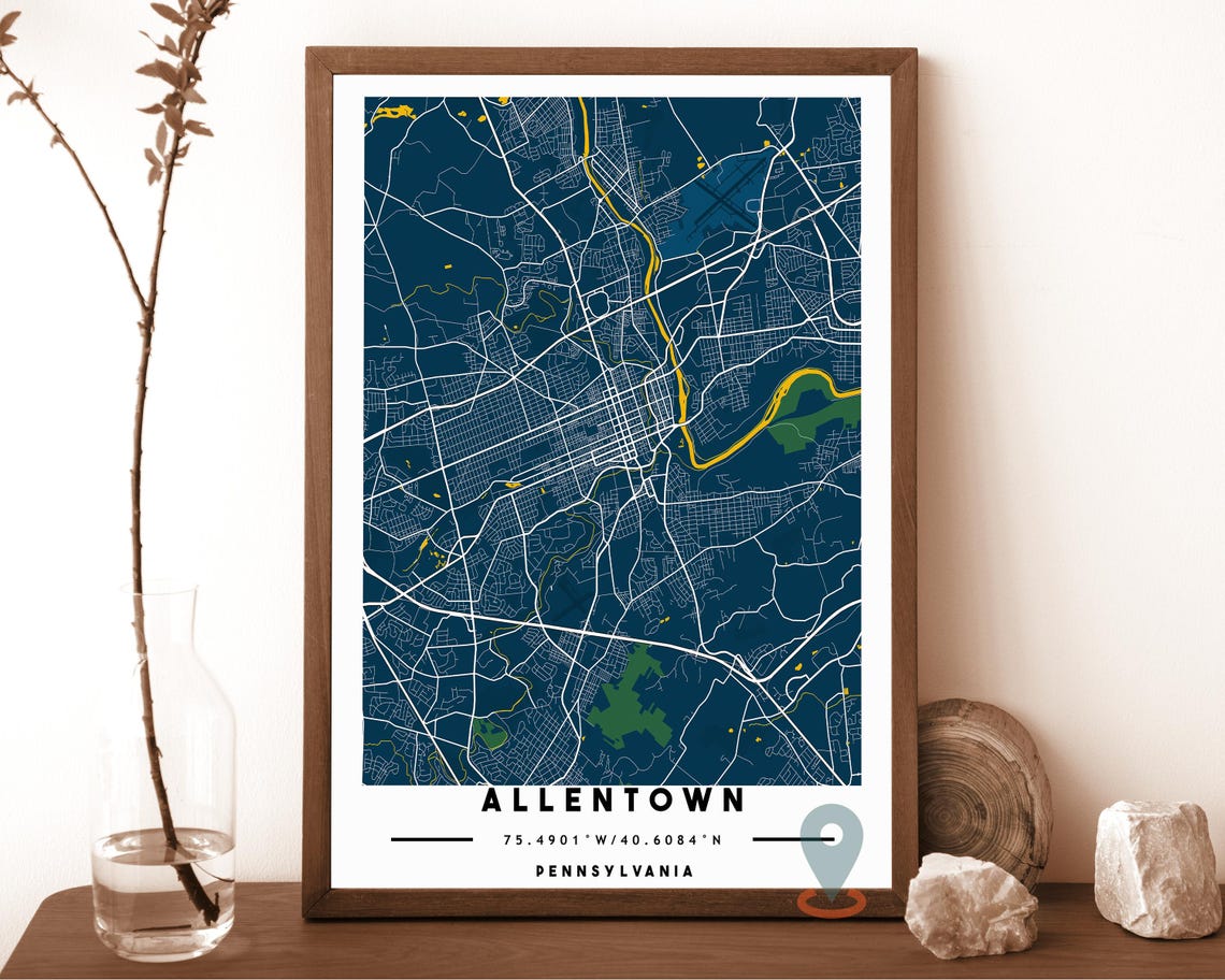 Allentown Map Allentown Map Print Allentown Wall Art Allentown Travel Poster Allentown Poster Allentown Photo Allentown Pennsylvania - Image 6