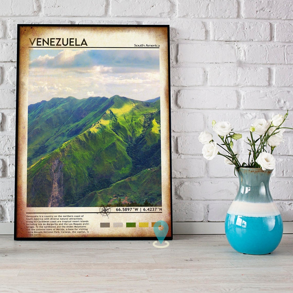 Venezuela Green Mountain Ridges South America Nature Travel Poster - Image 5