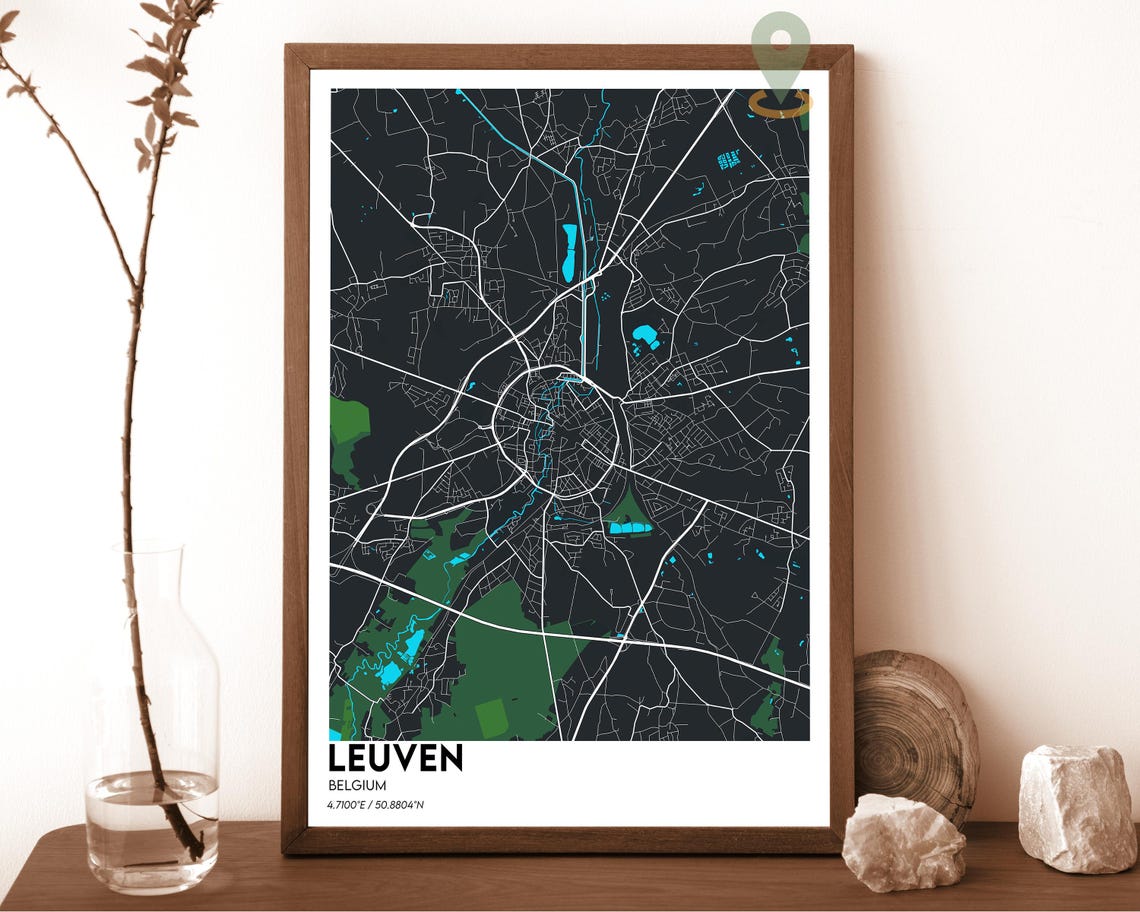 Leuven Belgium Light Minimalist Circular City Map Wall Poster - Image 3
