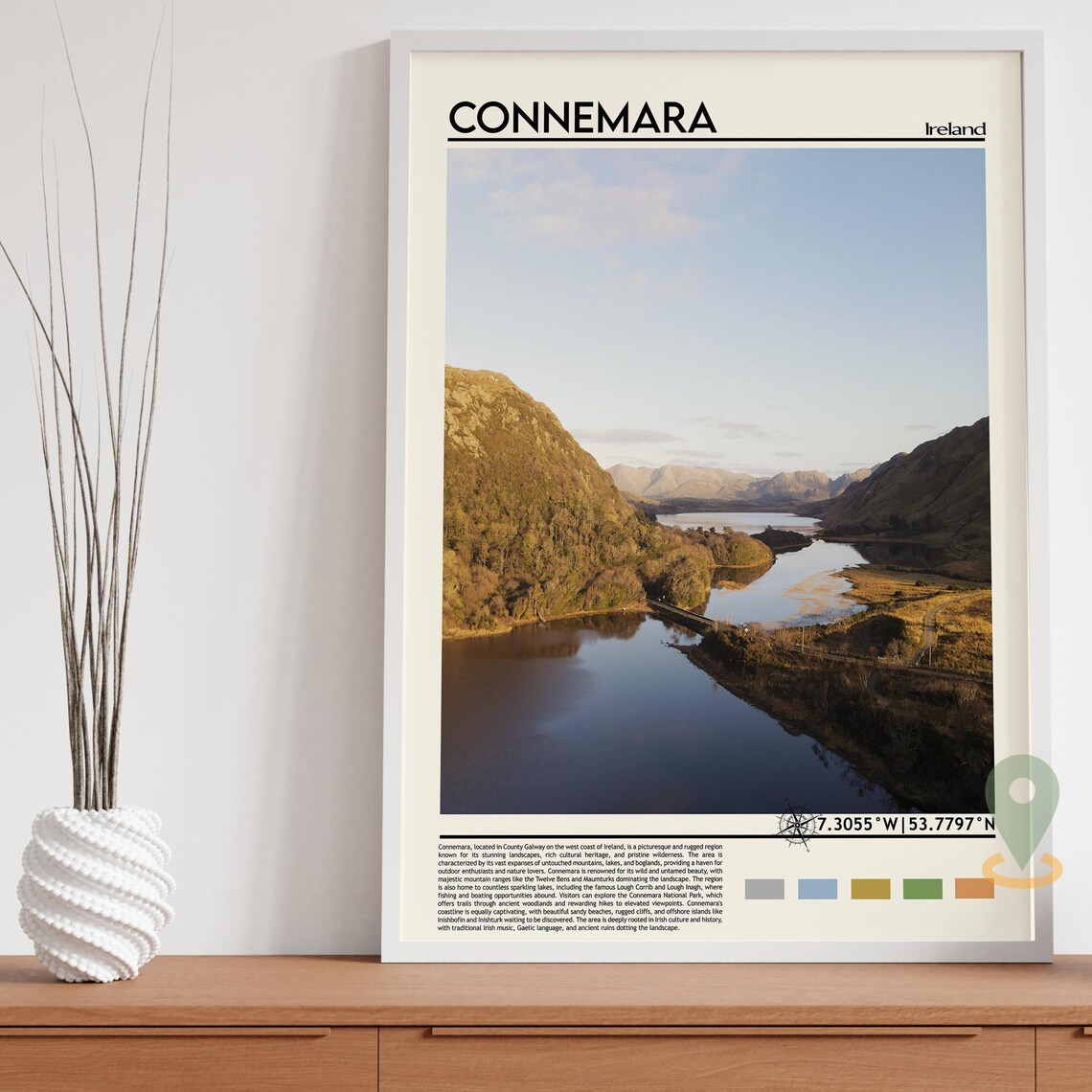 Connemara Ireland Rugged Mountain Lake Landscape Travel Poster - Image 3