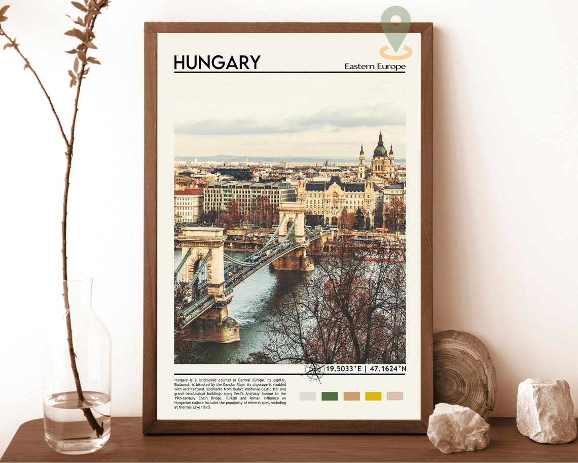 Hungary Budapest Historic Chain Bridge Danube Cityscape Poster