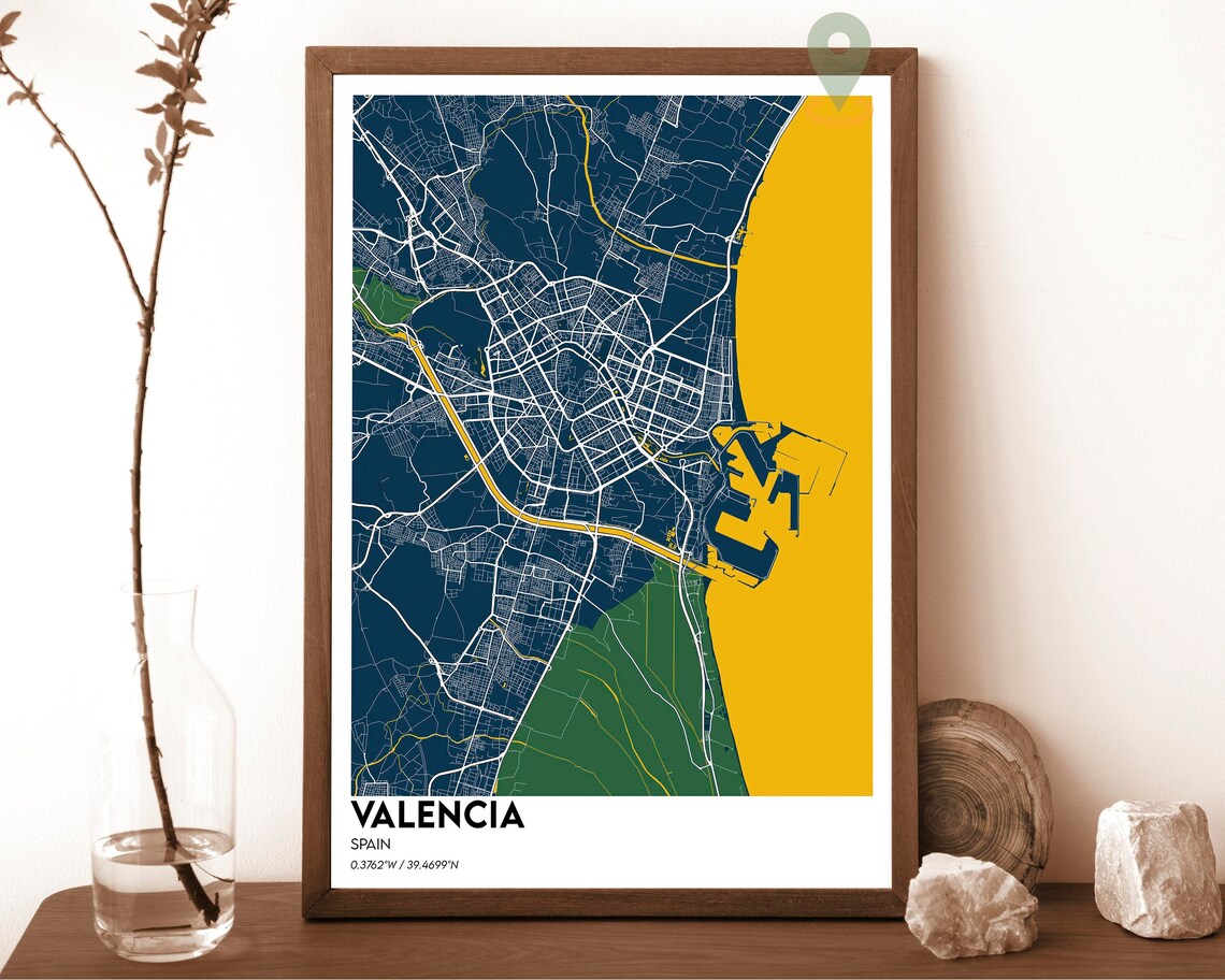 Valencia Spain Vintage Coastal City Street Map Cartography Poster - Image 6