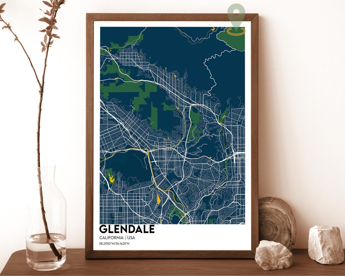 Glendale California Brown Cream Classic City Map Home Decor Poster - Image 6