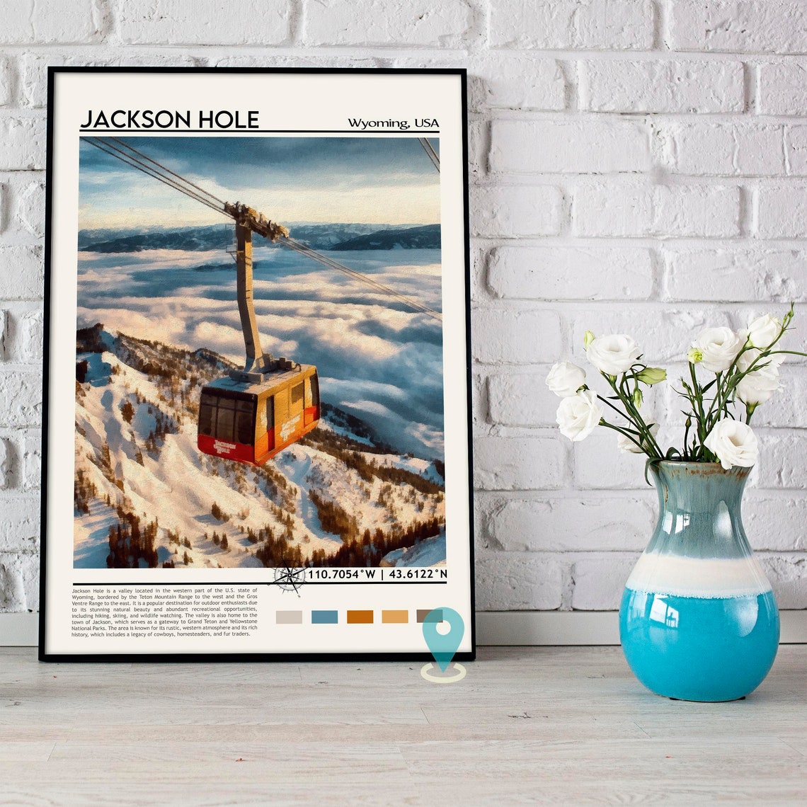 Jackson Hole Wyoming Ski Gondola Mountain Resort Winter Poster - Image 5