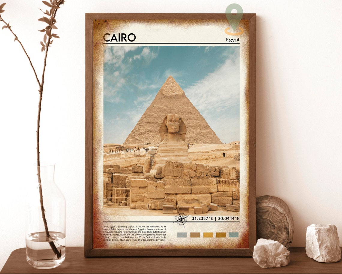 Cairo Egypt Great Sphinx Giza Pyramid Ancient Landmark Travel Poster - Image 6