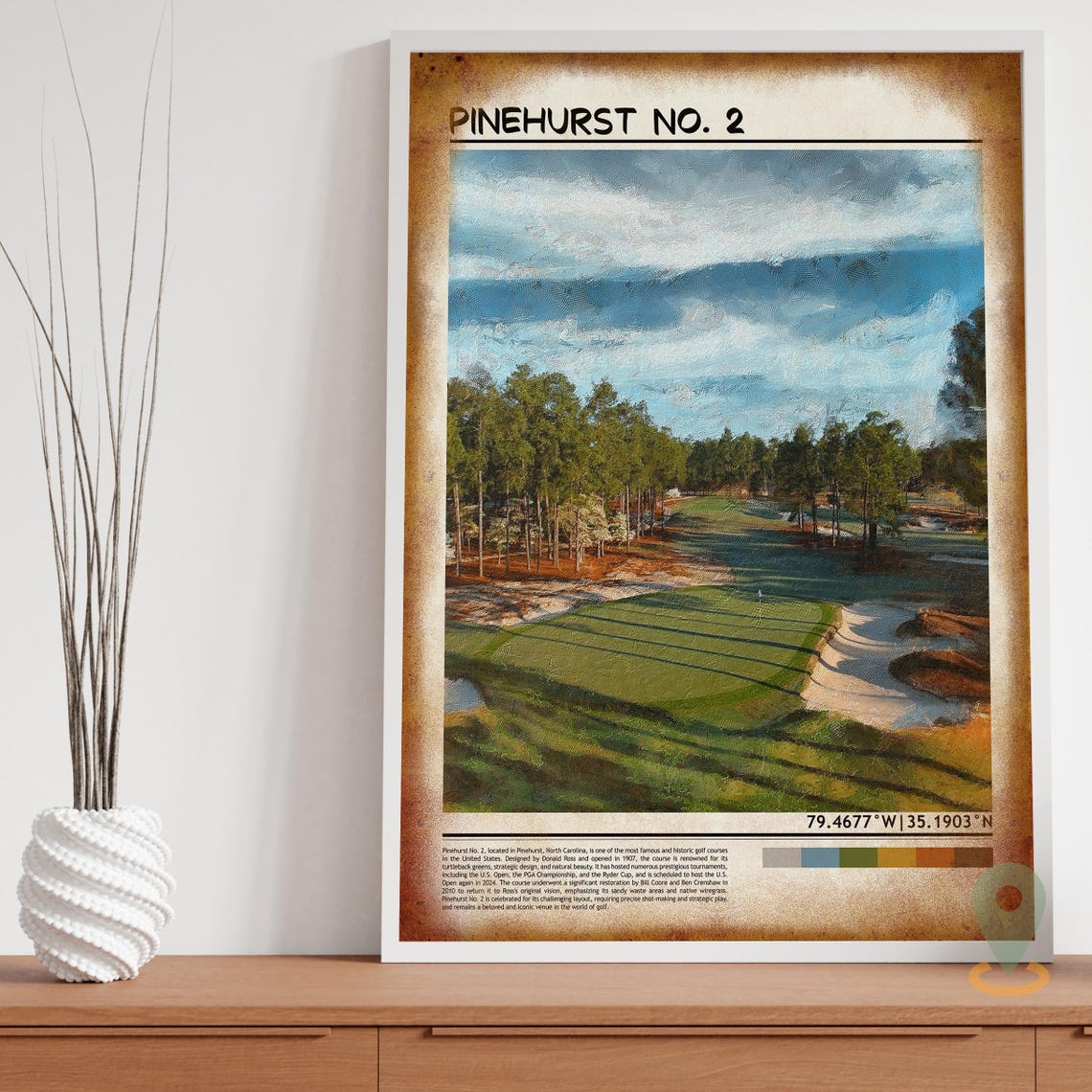 Pinehurst No 2 North Carolina Golf Course Fairway Sunset Art Poster - Image 3