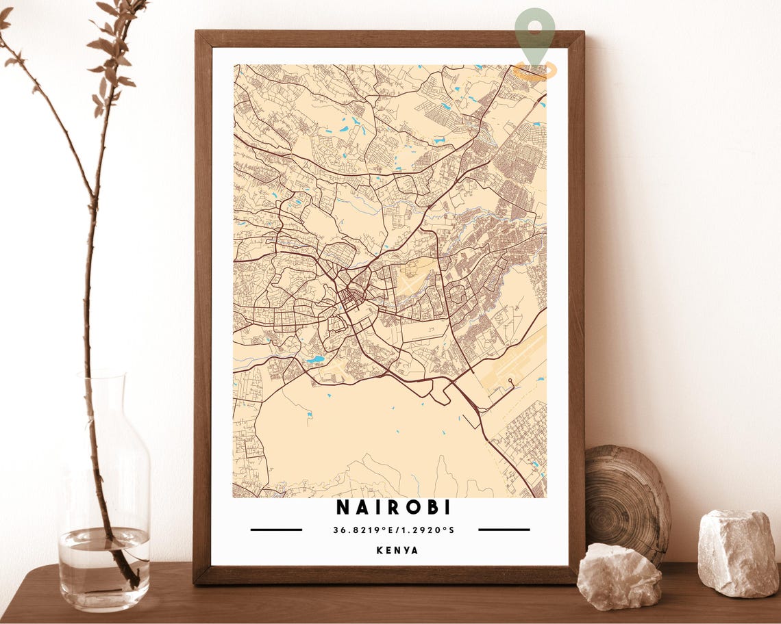 Nairobi Kenya City Street Map Pink Modern Art Print for Safari Lovers - Image 6