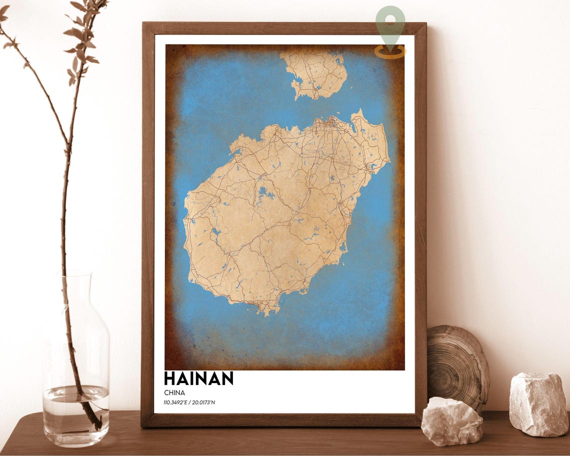 Hainan Map Hainan Map Print Hainan Wall Art Hainan Travel Poster Hainan Poster Hainan Photo Hainan City Map Hainan China - Image 4