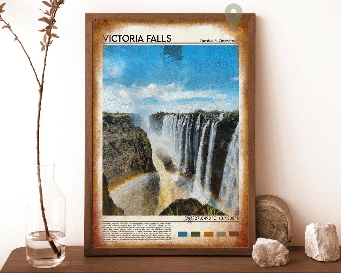 Victoria Falls Zambia Zimbabwe Rainbow Mist Majestic Waterfall Poster - Image 6