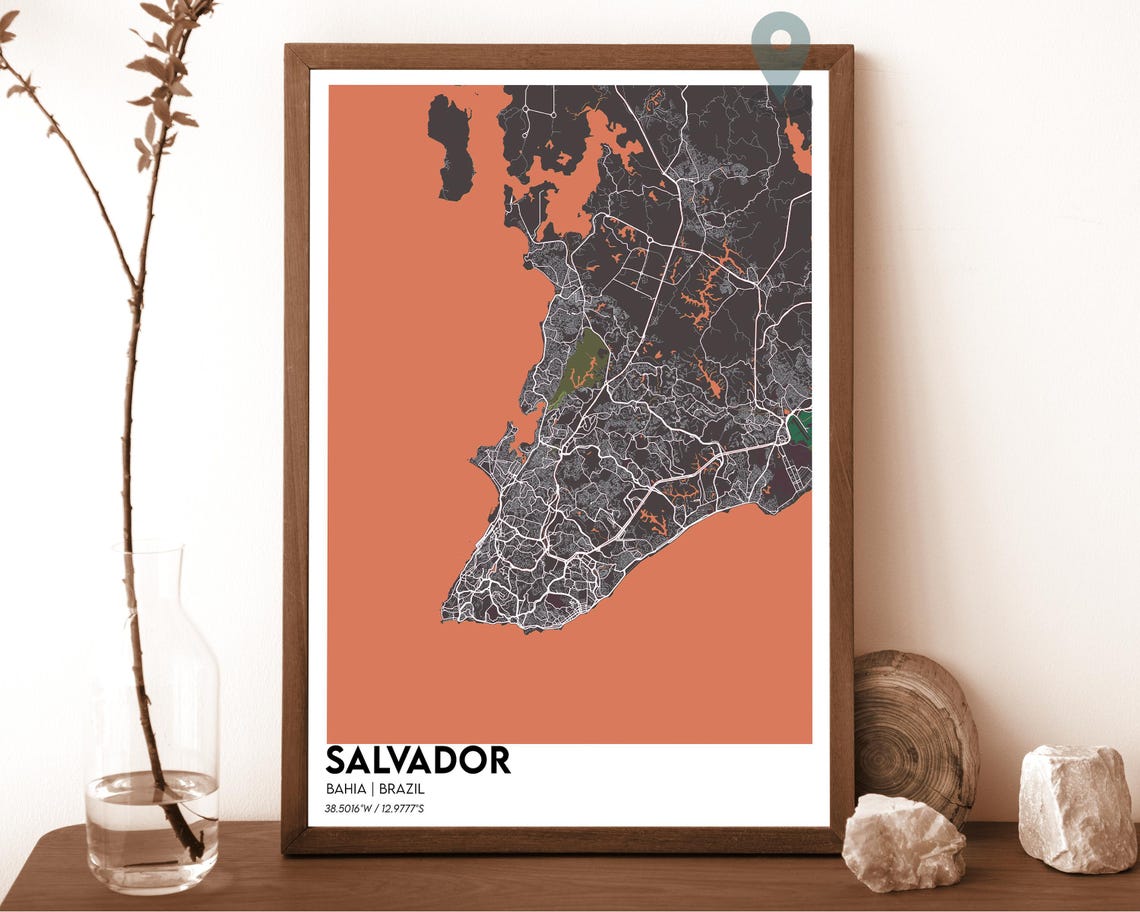 Salvador Map Salvador Map Print Salvador Personalized Map Salvador City Salvador Travel Poster Salvador Bahia Poster Salvador Brazil - Image 5