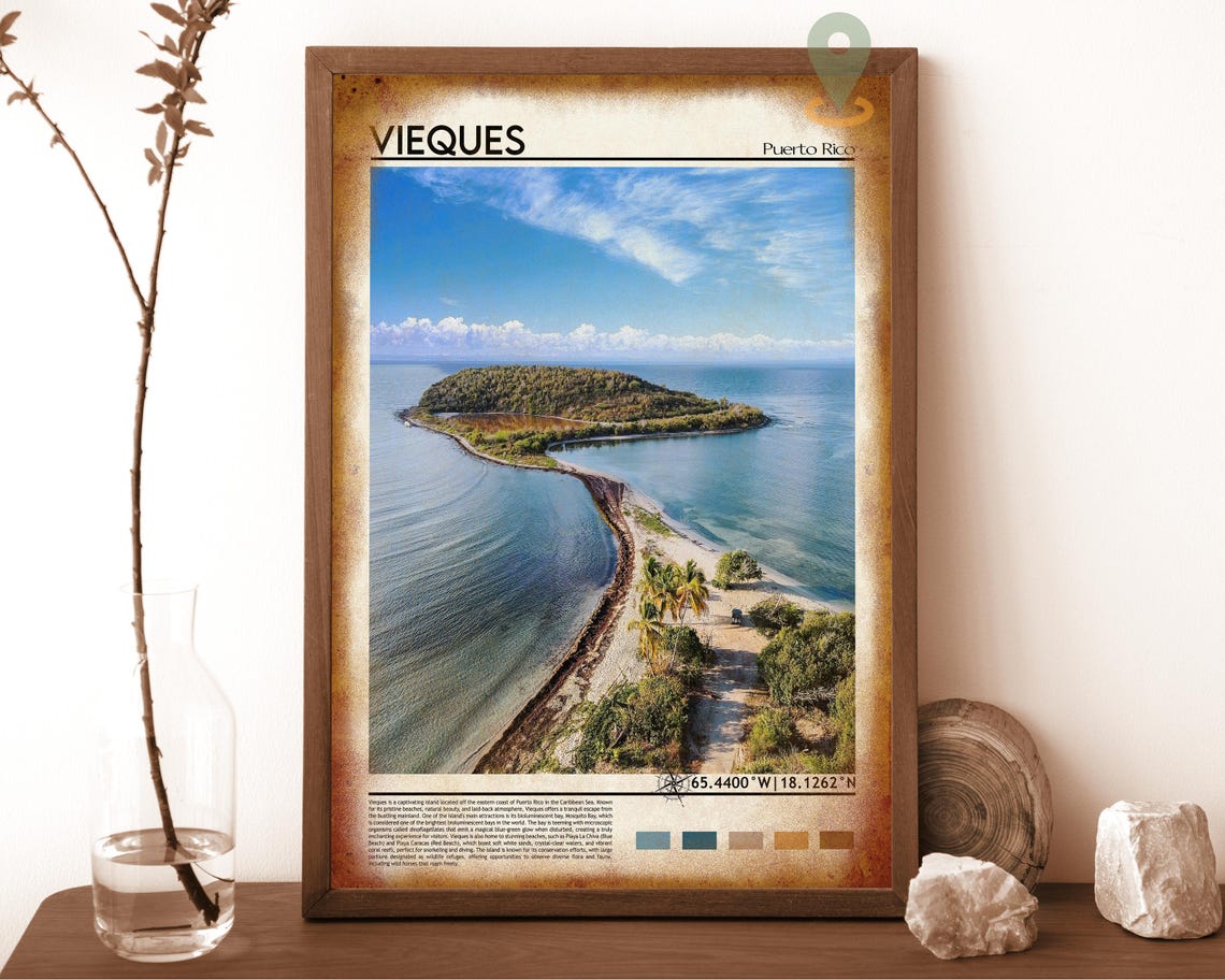 Vieques Puerto Rico Tropical Island Beach Aerial Photo Poster - Image 6