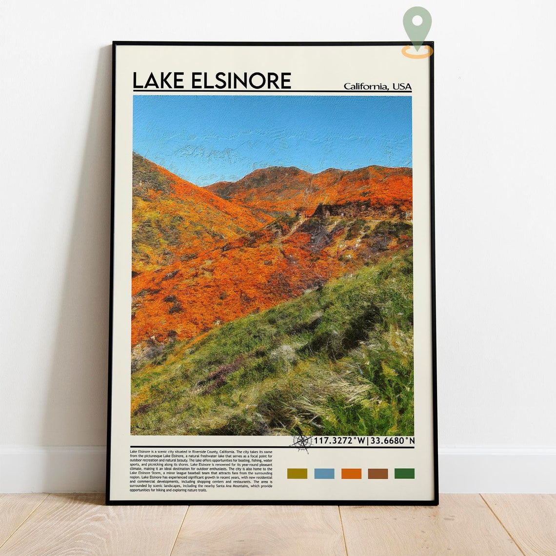 Lake Elsinore Print Lake Elsinore Poster Lake Elsinore Wall Art Lake Elsinore Travel Print Lake Elsinore Art Print Lake Elsinore Art - Image 3