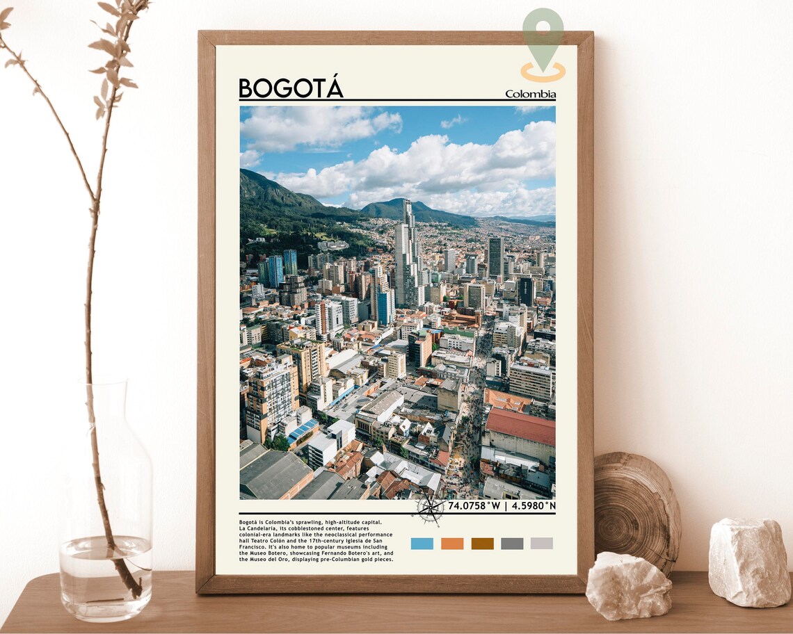 Bogota Colombia Andes Mountain City Aerial Travel Photo Poster