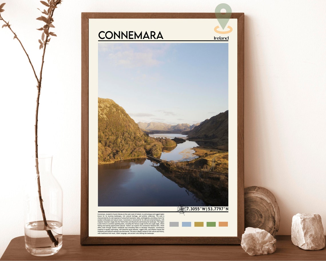 Connemara Ireland Rugged Mountain Lake Landscape Travel Poster