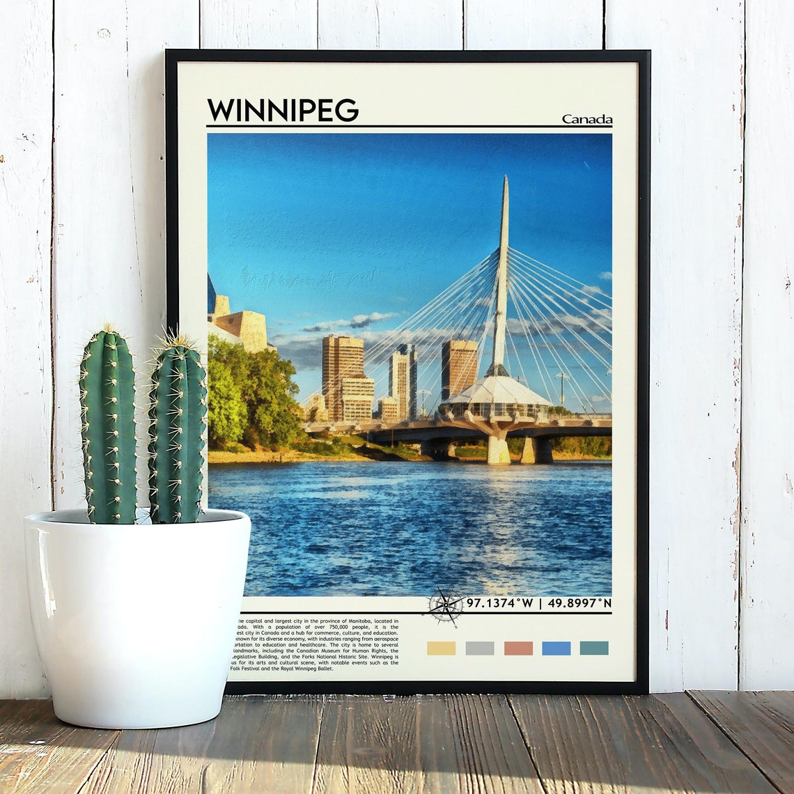Winnipeg Canada Esplanade Riel Bridge Skyline Photo Travel Art Poster - Image 3