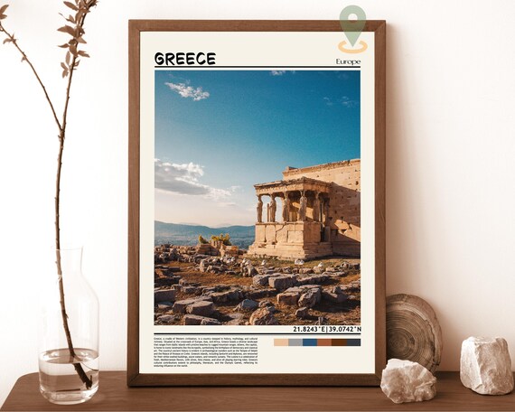 Greece Athens Acropolis Erechtheion Ancient Ruins Travel Poster