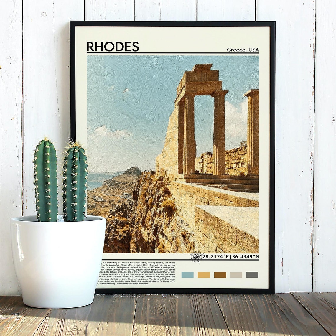 Rhodes Print Rhodes Poster Rhodes Wall Art Rhodes Travel Rhodes Art Print Rhodes Artwork Rhodes Photo Rhodes Greece Print - Image 3